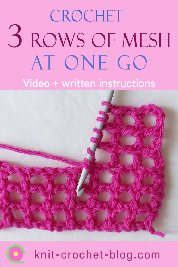 tutorial for crocheting 3 rows of mesh at the same time