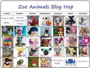 photo calendar of all animal crochet patterns available in June