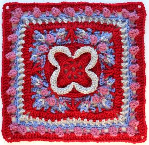 Birdhome red crochet square