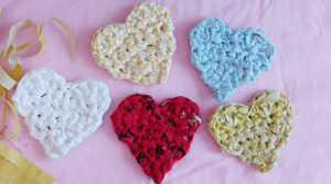 Crochet upcycled heart
