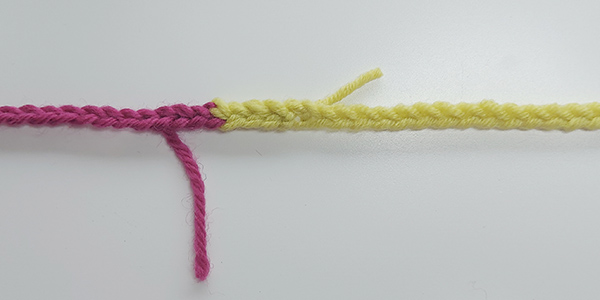 result of method 2 of joining scrap yarn