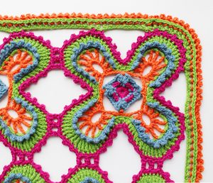 close-up crochet shawl pattern corner