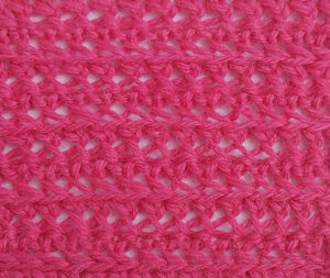 Pink single crochet variation stitch sample