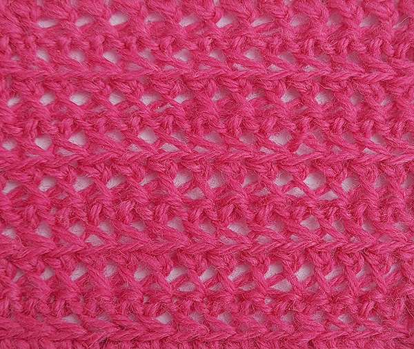 Pink single crochet variation stitch sample