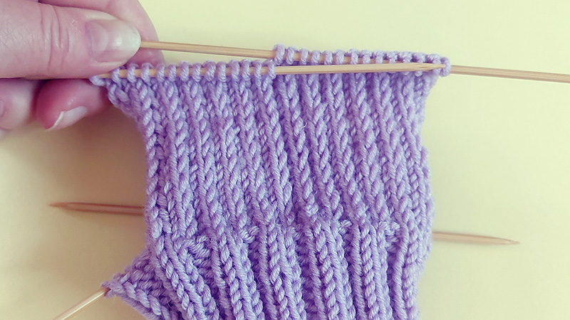 Heel flap of knitted sock - right side