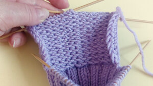 Heel flap of knitted sock - wrong side