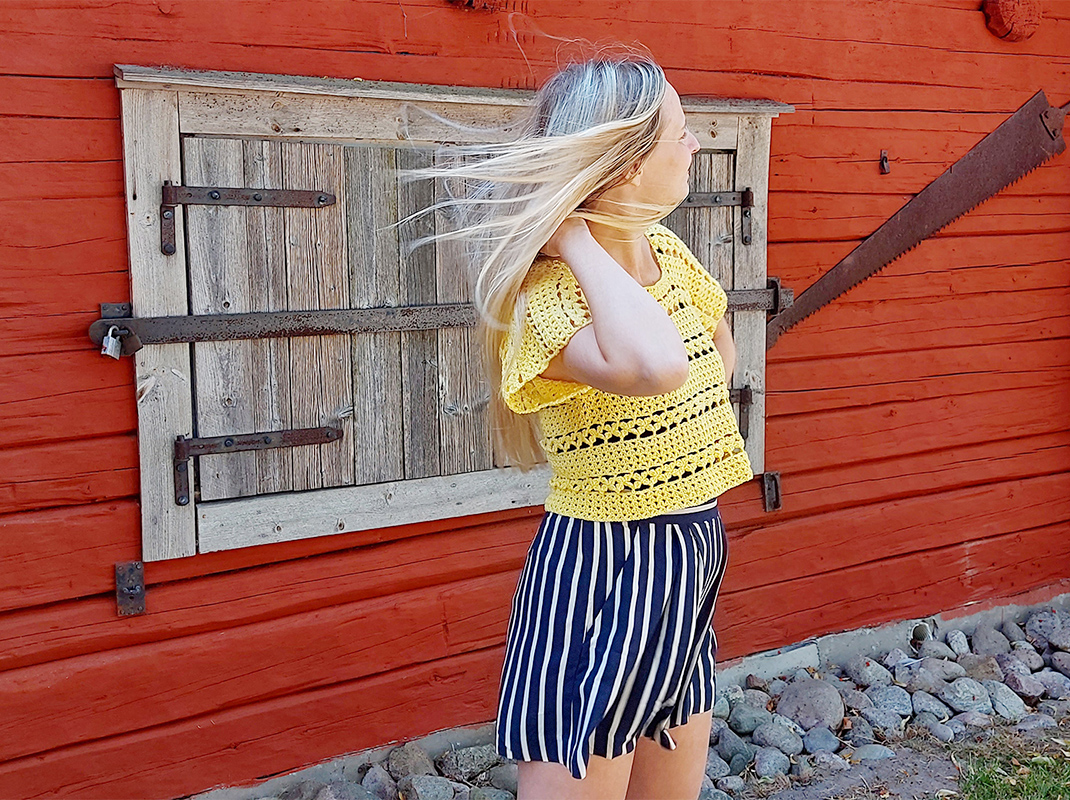 Yellow lace top